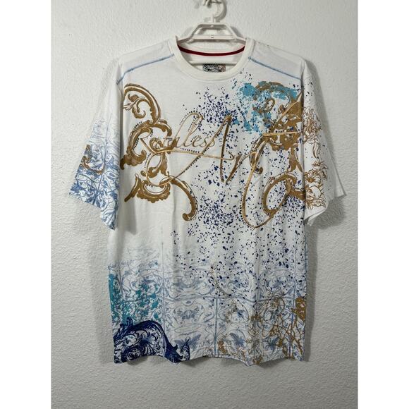 Ruthless Art Shirt Mens Size 2XL Geometric Short Sleeve Embroidered Multicolor - Picture 1 of 12